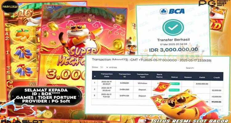 Bok menang Fortune Tiger Rajaslot 18 Mei 2025