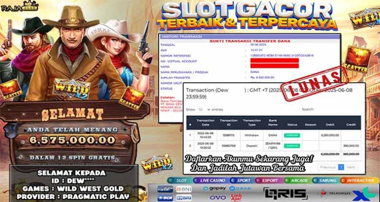 DEW menang slot Wild West Gold Rajaslot 8 Juni 2025
