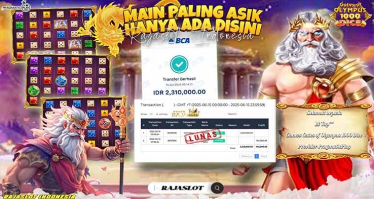 Bukti Menang Gates of Olympus 1000 Dice di Rajaslot