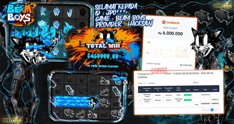 Pemain Yan*** menang Rp6 juta di slot Beam Boys Hacksaw Gaming di Rajaslot