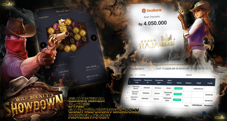Pemain Nre*** menang Rp4,05 juta di slot Wild Bounty Showdown di Rajaslot