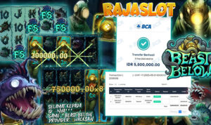 Pemain Nya*** menang Rp5,5 juta di slot Beast Below Hacksaw Gaming di Rajaslot