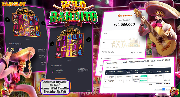 Pemain Yop*** menang Rp2 juta di slot Wild Bandito Rajaslot