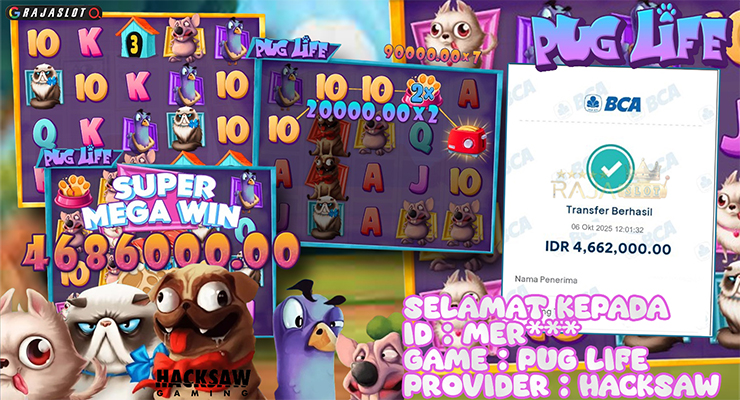 Pemain Mer*** menang Rp4,66 juta di slot Pug Life di Rajaslot