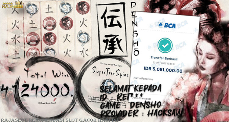 Pemain Ret*** menang Rp5,05 juta di slot Densho Hacksaw Gaming di Rajaslot