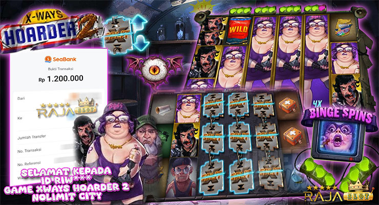 Pemain Riw*** menang Rp1,2 juta di slot xWays Hoarder 2 Nolimit City di Rajaslot