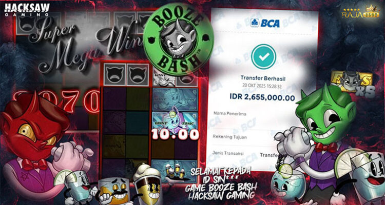 Pemain Sin*** menang Rp2,65 juta di slot Booze Bash Hacksaw Gaming di Rajaslot