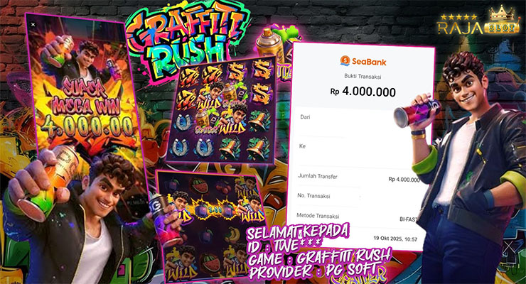 Pemain Twe*** menang Rp4 juta di slot Graffiti Rush PG Soft di Rajaslot