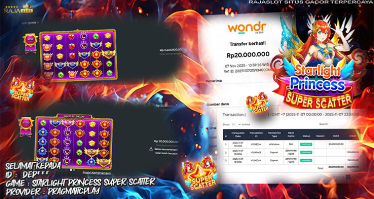 Pemain raih Rp20 juta lewat Free Spins Starlight Princess Super Scatter Pragmatic Play di Rajaslot