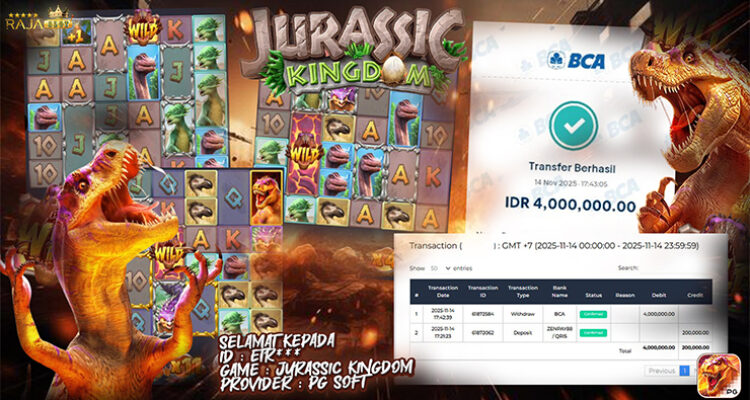 hasil menang Jurassic Kingdom 14 November 2025