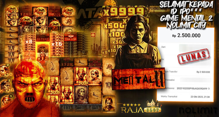 Pemain raih Rp2,5 juta lewat 10x Free Spins Mental 2 Nolimit City di Rajaslot