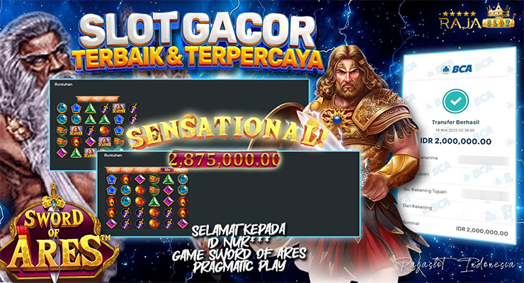 hasil Menang Slot Sword of Ares 16 November 2025 di Rajaslot